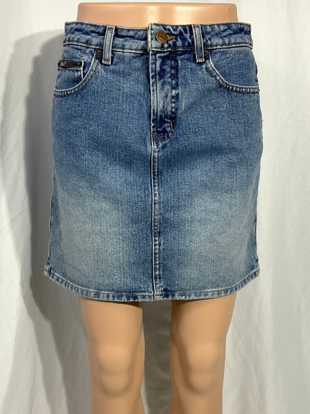 Vintage lei Size 3 Jean Skirt Denim 100% Cotton l.e.i. Pencil Womens Distressed